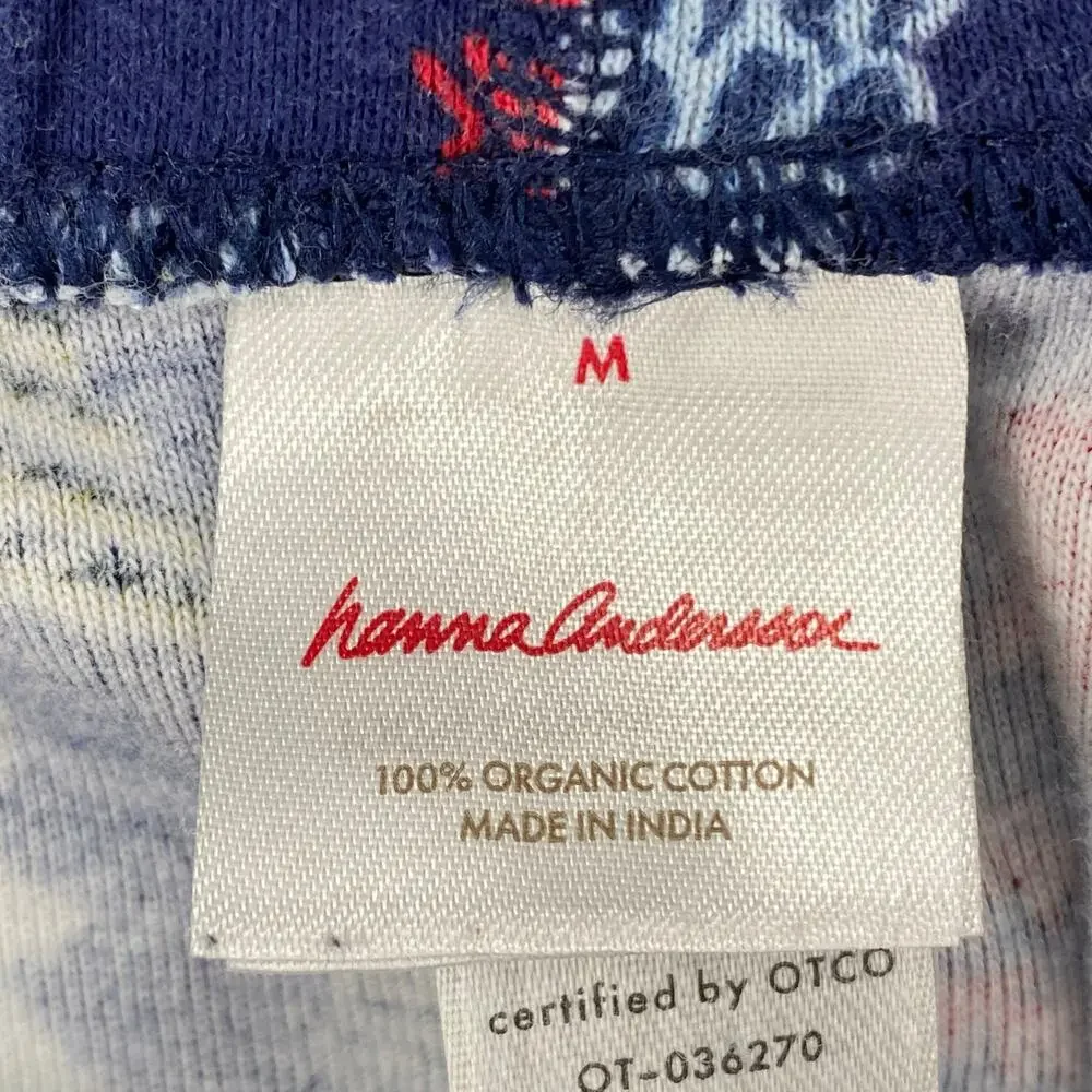 Hanna Andersson Twinkly Trees on Navy Holiday‎ Pajama Pants Womens M Christmas